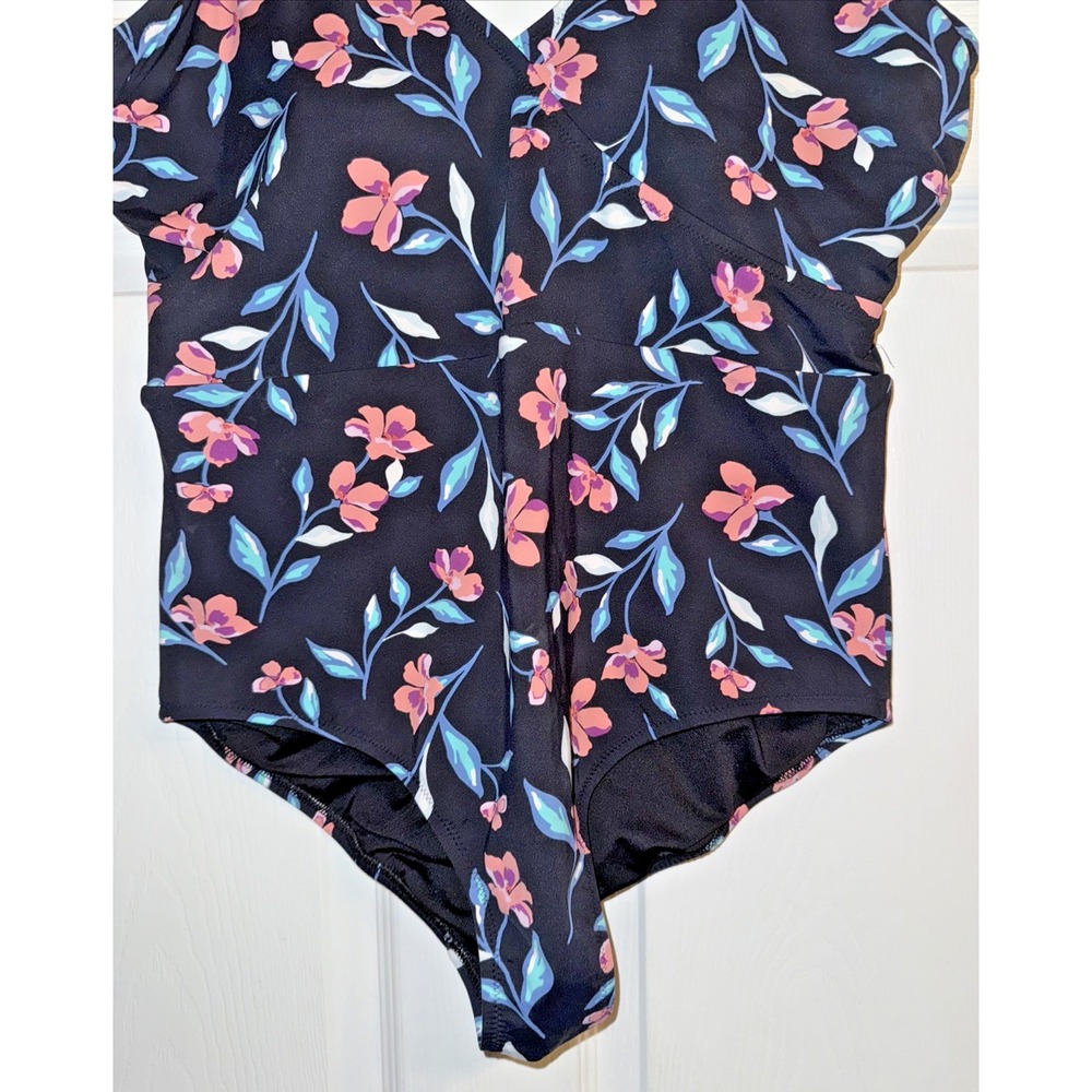 Lands' End Floral One Piece Swimsuit Size 20W‎ Plus Size V-Neck Tummy Control - Picture 3 of 12